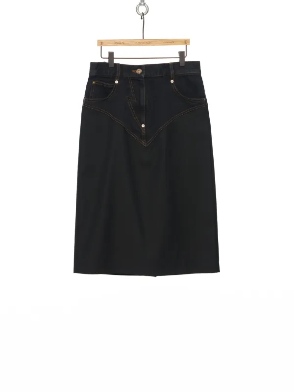 FW25 BLACK PANTY DENIM COMBI SKIRT
