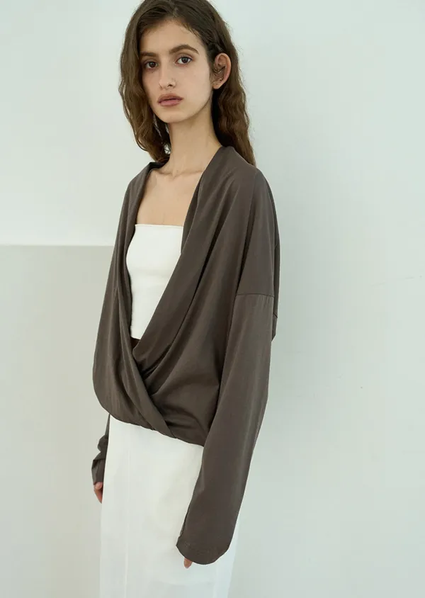 Drape sheer top / Brown