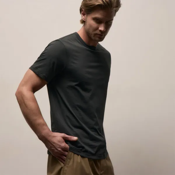 Luxe Lotus Jersey Tee - Carbon