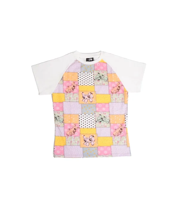 patchwork quilted printed mini tee[white]