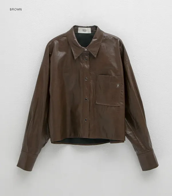(Z-BL-4207)RUDD CROPPED LEATHER BLOUSE