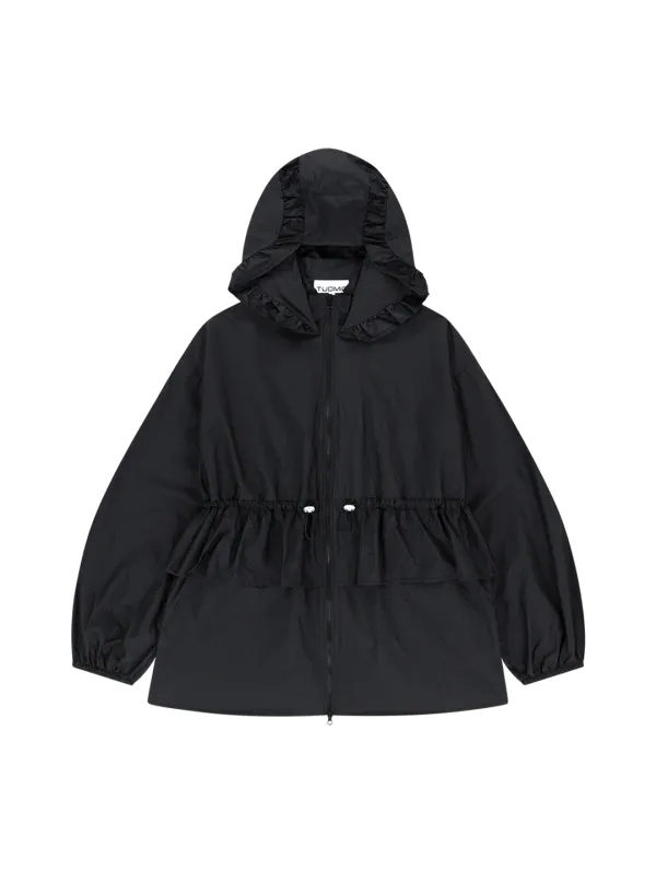 FRILL LAYERED HOOD JACKET [BLACK]