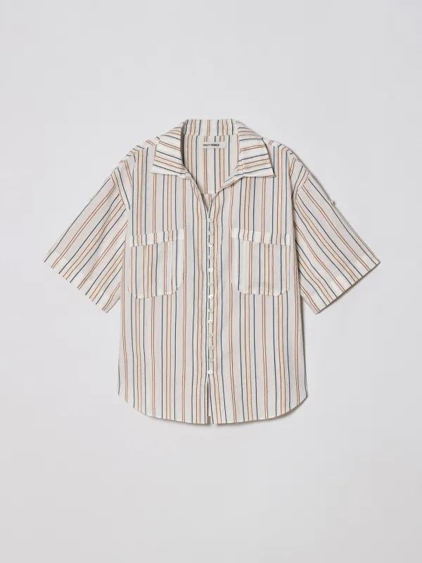 STRIPE SHORT SLEEVE SHIRT [IVORY]