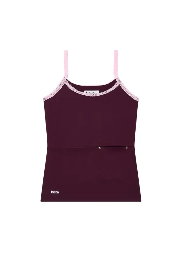 Pocket Lace Cami / Burgundy