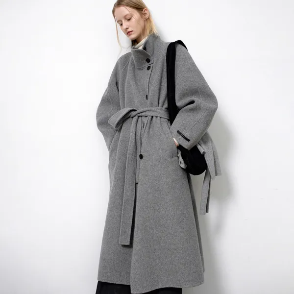 (CT-1462)HIGH NECK VOLUME HANDMADE COAT S