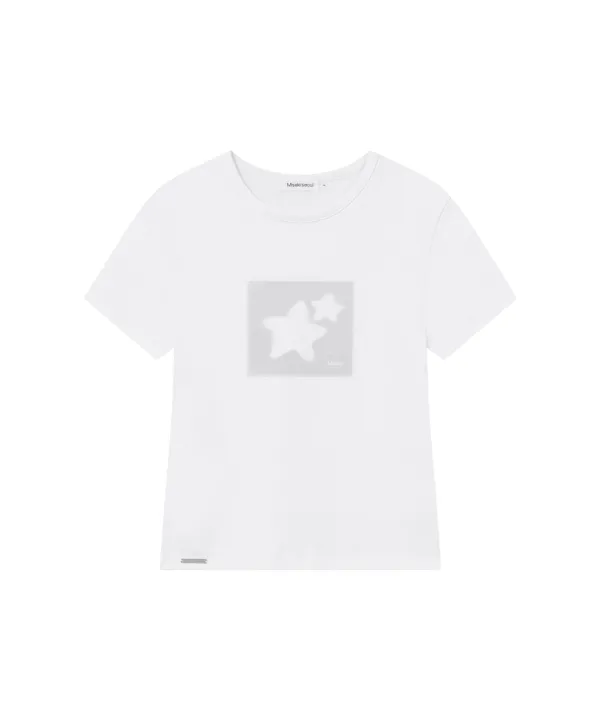 Midnight stars fitted short sleeve WHITE