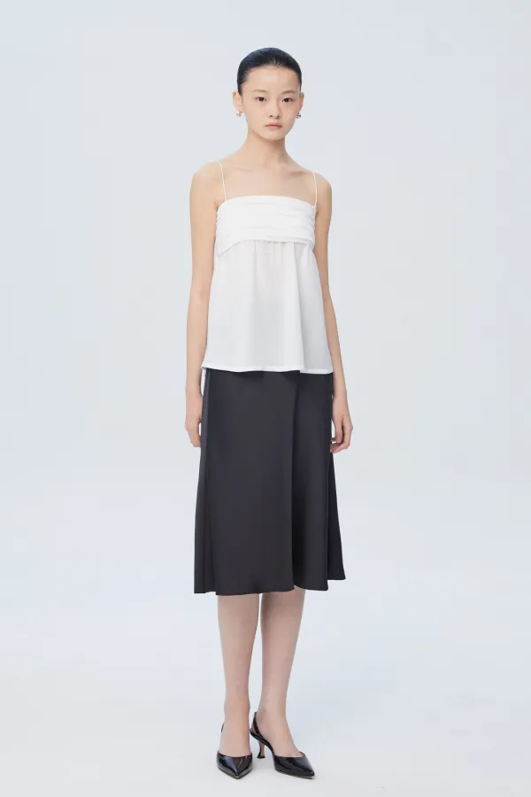 SATIN BIAS MIDI FLARE SKIRT