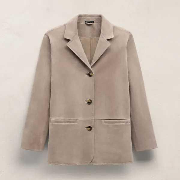 Relaxed Suede Blazer - Grout