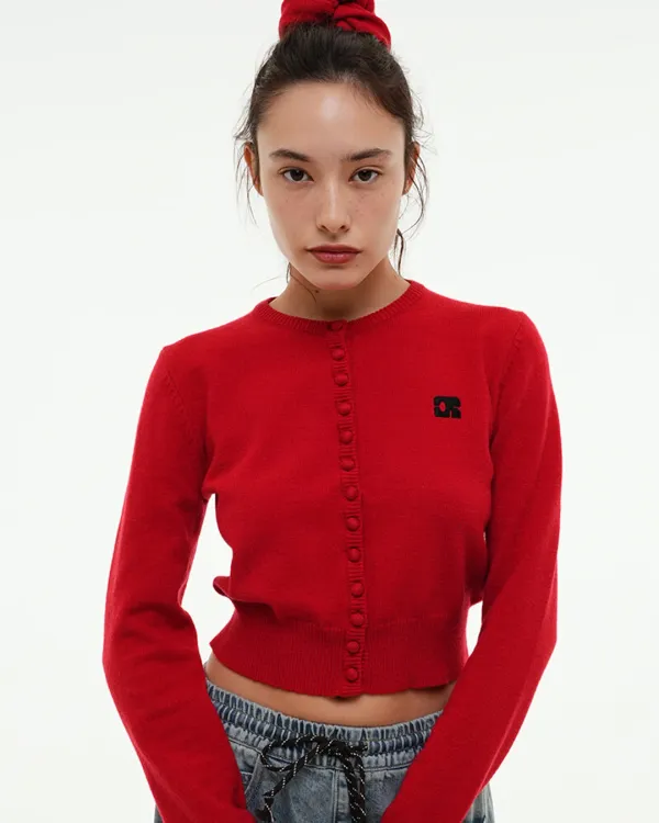 CENTAUR EMBLEM KNIT CARDIGAN_RED