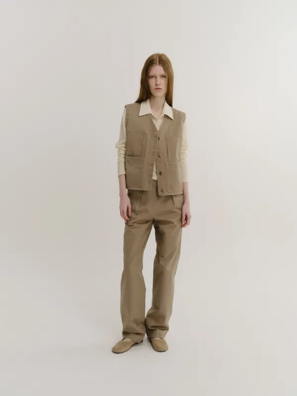 French Work Vest (Ash Beige)