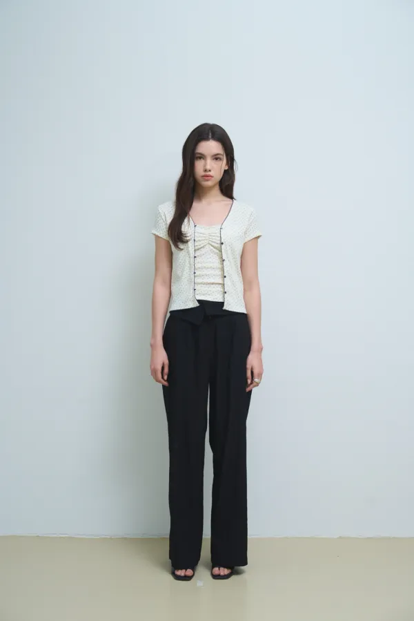 folded waist wide pants_black