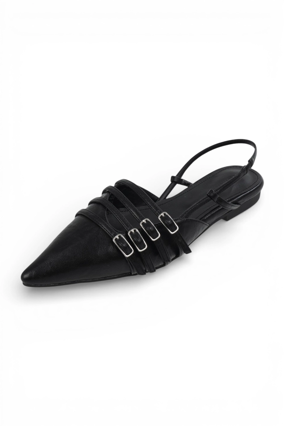 시너진 UNBALANCED BUCKLE SLINGBACK BLACK 상품 이미지 1