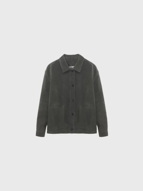 Suede work jacket (light beige / gray / camel)