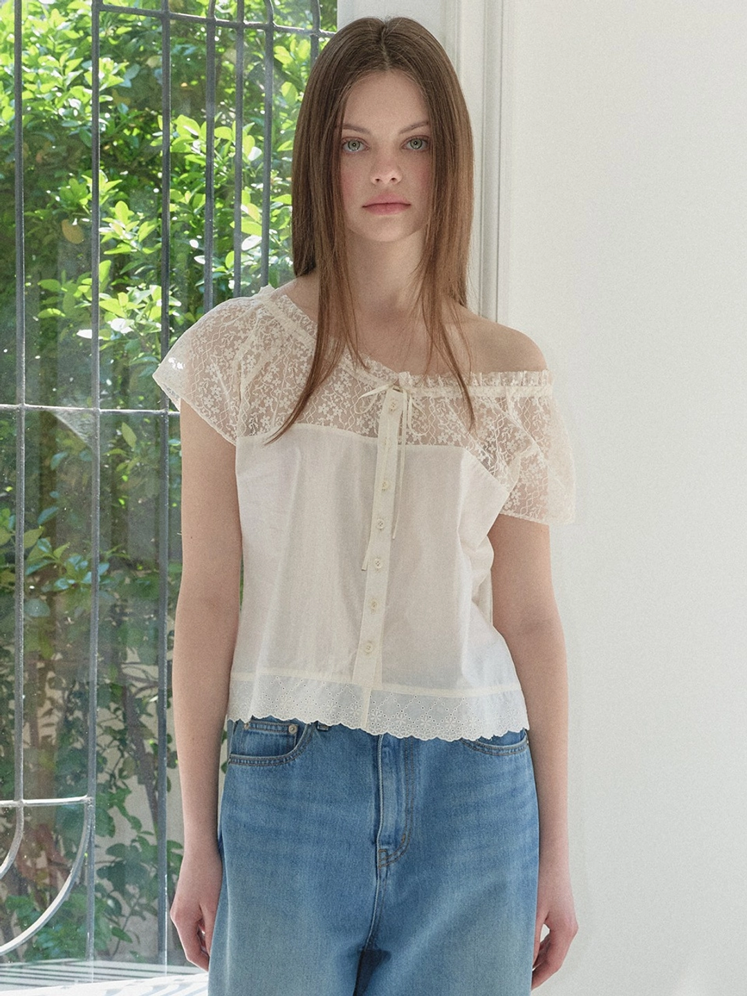 마가린핑거스 FLOWER LACE BLOUSE (CREAM) 상품 이미지 2
