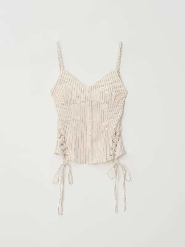 Smocked Corset Blouse (Beige)
