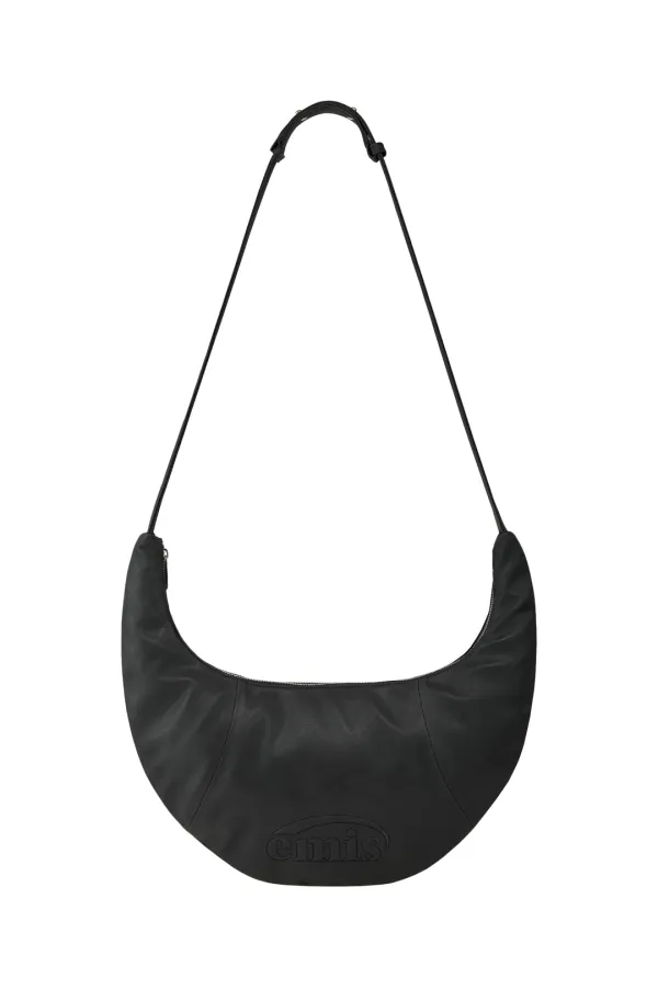 LOGO EMBOSSED HALF MOON BAG-BLACK
