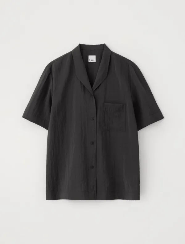 Stitch Angled Collar Shirt (Brown)