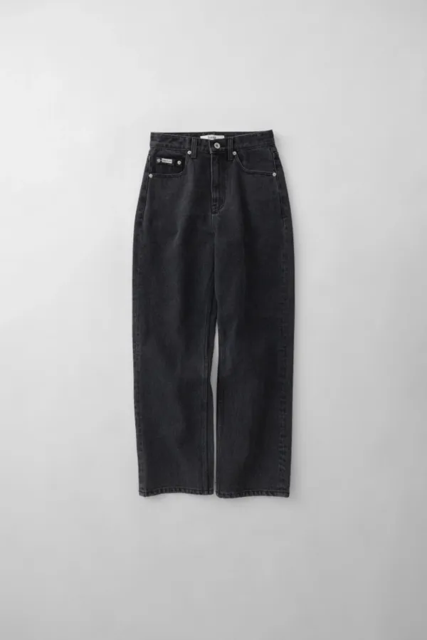 a straight denim (washed black)