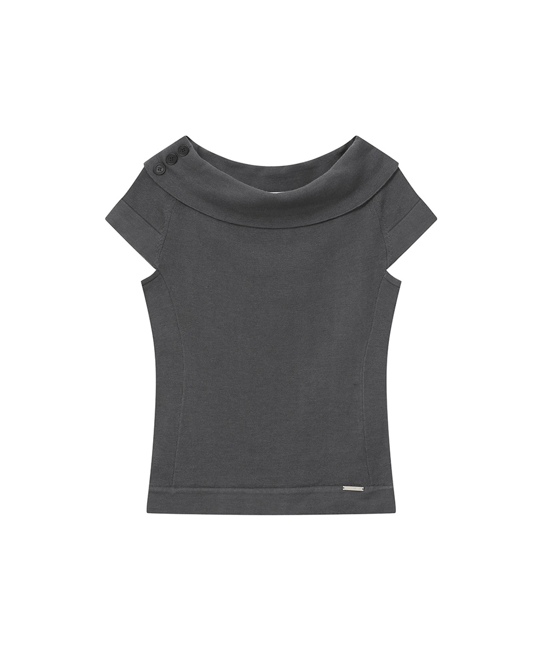 미세키서울 Button boat neck knit top CHARCOAL 상품 이미지 1