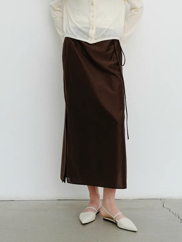 TVR LAYERED LONG SKIRT_BROWN