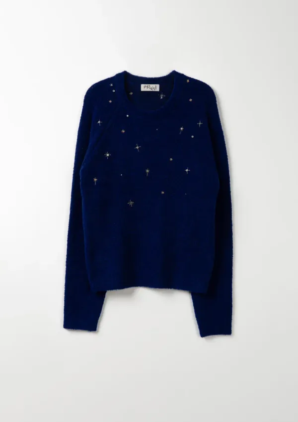 Mused Starry Star EMB Knit Pullover - Royal Blue