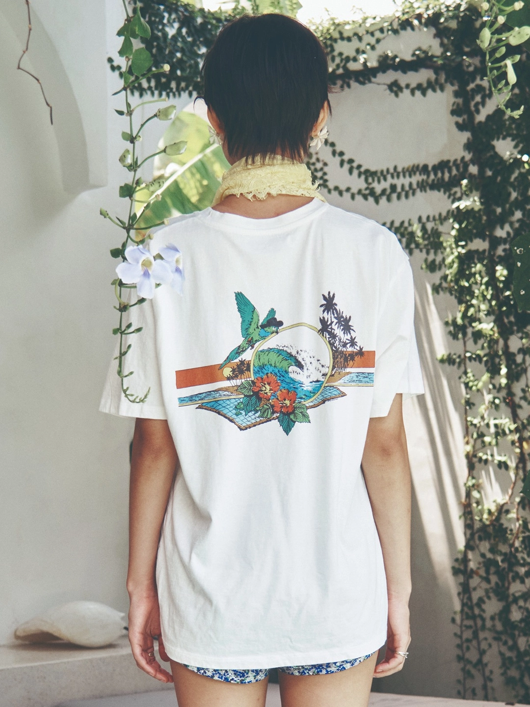 센토르 HAWAIIAN HALF SLEEVE T-SHIRT_WHITE 상품 이미지 1