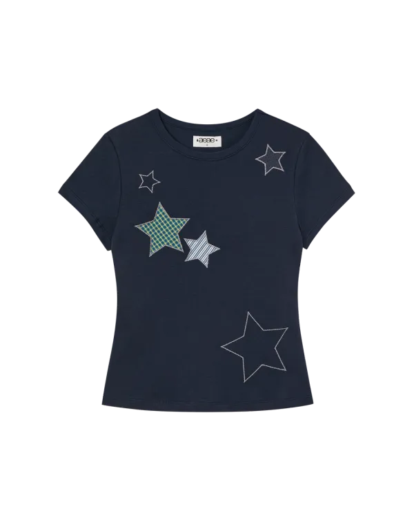CHECK STAR TEE [NAVY]