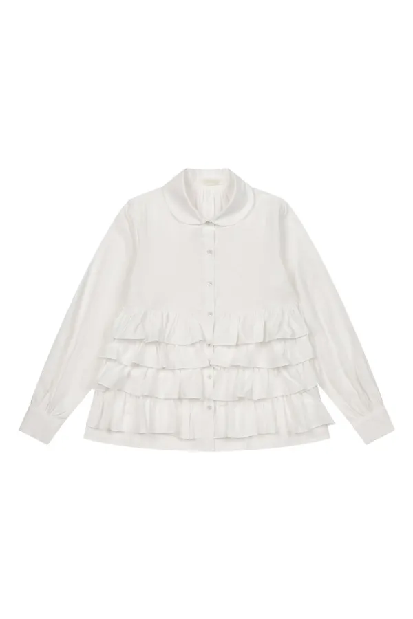 CANCAN FRILL BLOUSE, WHITE