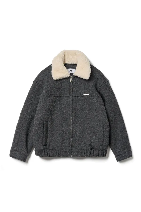 Fur Blouson Jacket Grey