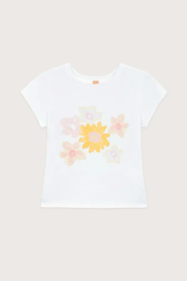 Flower Cap Sleeve T-Shirt (Yellow)
