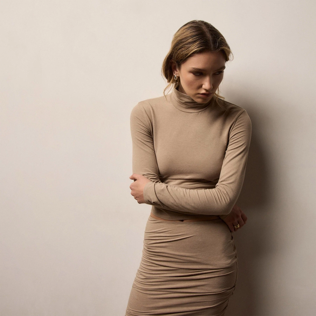 제임스펄스 Melange Jersey Turtleneck - Coffee 상품 이미지 3