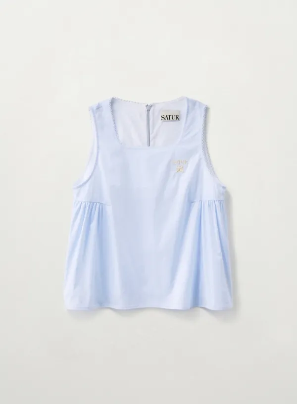 (W) Flare Sleeveless Blouse - Sky Blue