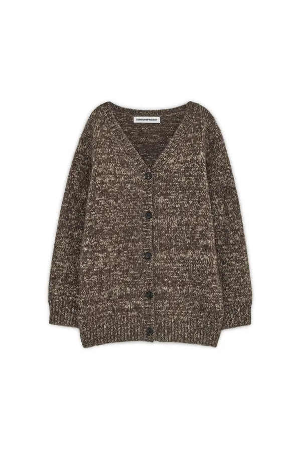 MOHAIR BLENDED OVERFIT CARDIGAN, BROWN