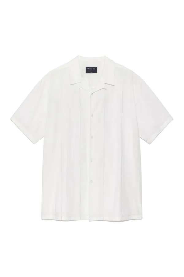 ZIGZAG STITCH POINT SHIRT FOR MEN IN WHITE