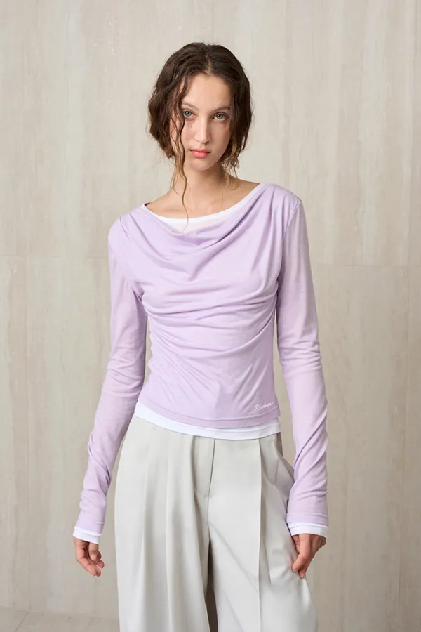 WOOL JERSEY LAYERED TOP LILIAC
