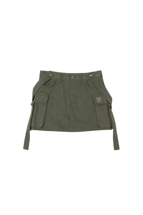CROSS STRAP CARGO SKIRT KHAKI