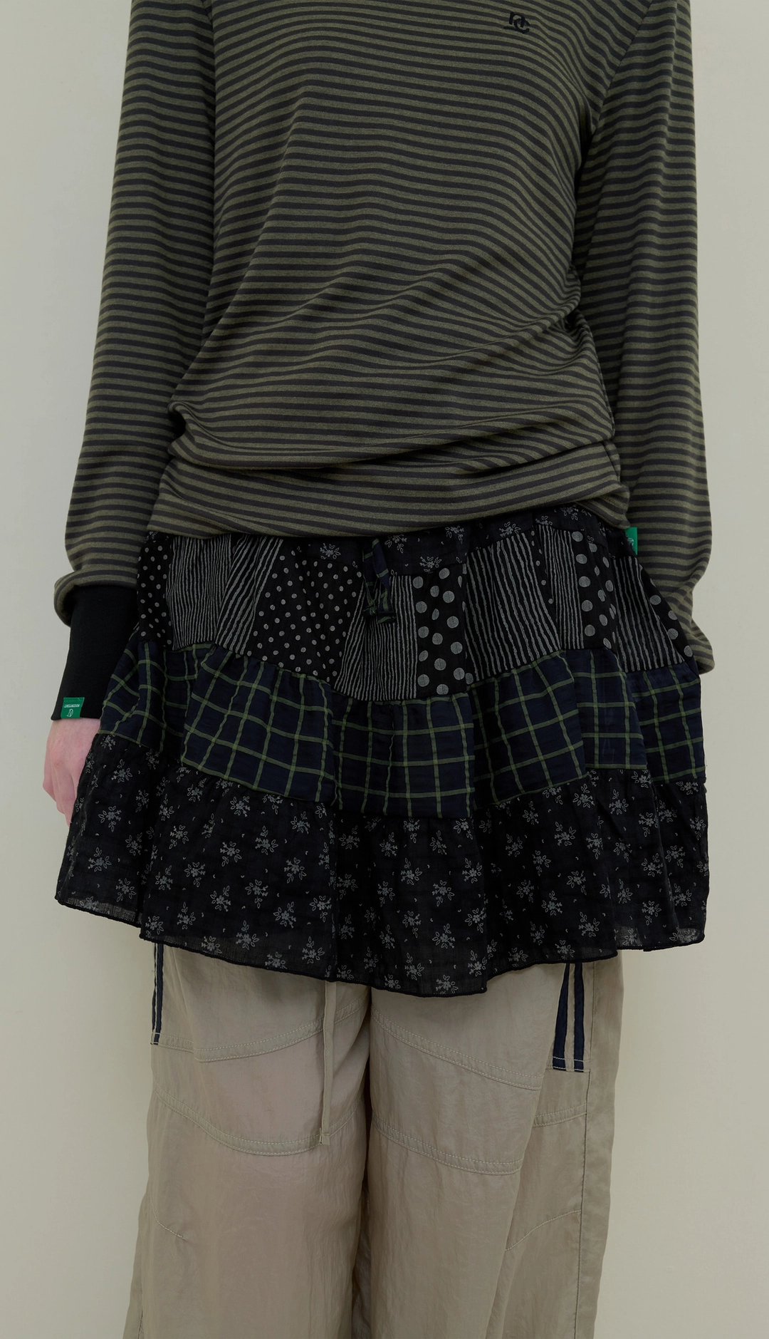 노컨텐츠 243. Mixed Pattern Mini Skirt _ Black 상품 이미지 2