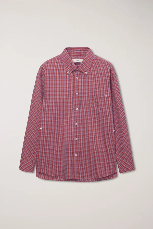 UNISEX OVERSIZED BD CHECKED SHIRT RED CHECK_UDSH6A115R2