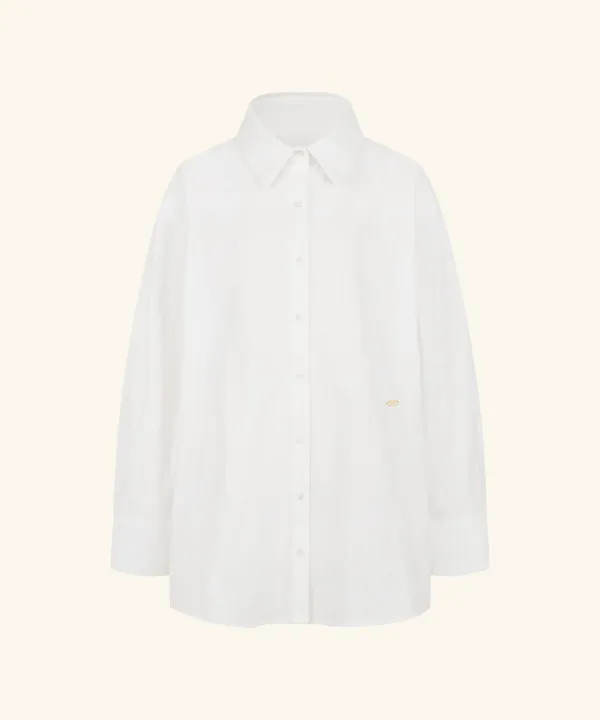 Blanche Layered Oversized Cotton Shirt ( White )