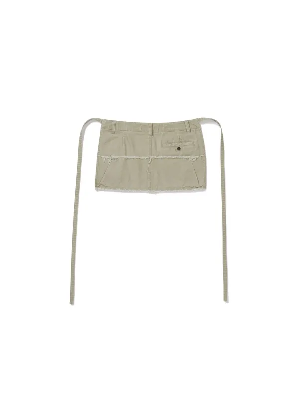 RAW EDGE APRON SKIRT BELT (BEIGE)