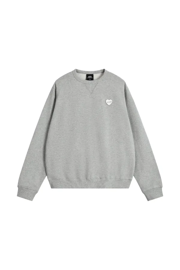 HEART RUBBER PATCH SWEATSHIRT-MELANGE GRAY