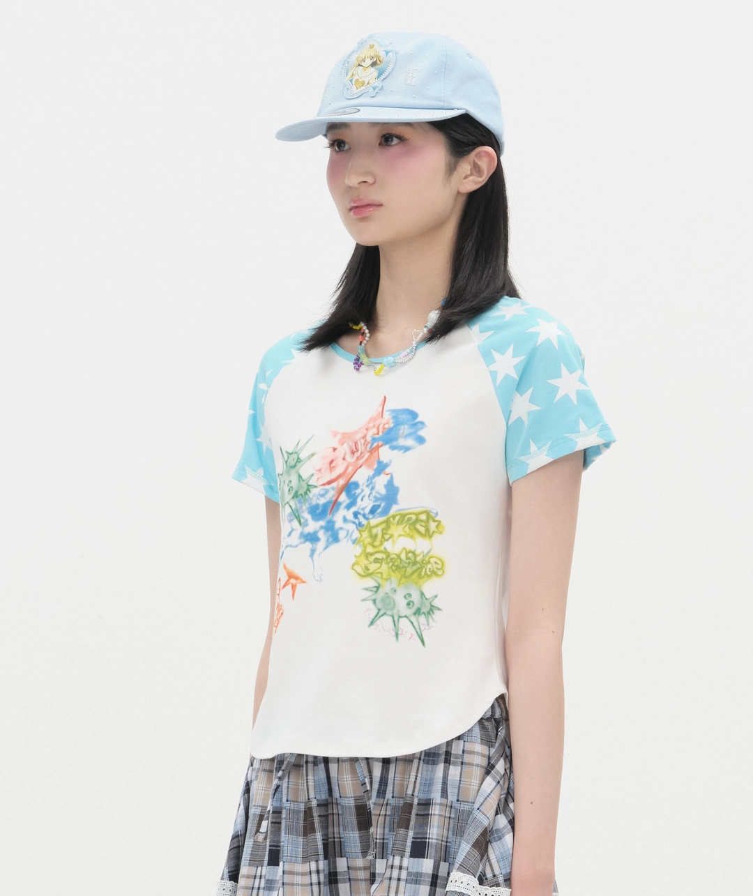 타입서비스 Star Sleeve Spray Raglan Top [Blue] 상품 이미지 2