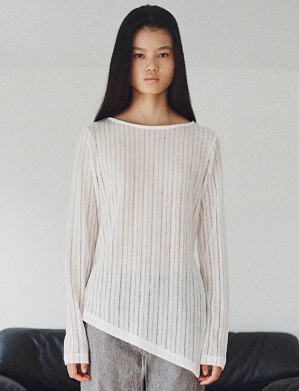 unbalance knit top - ivory