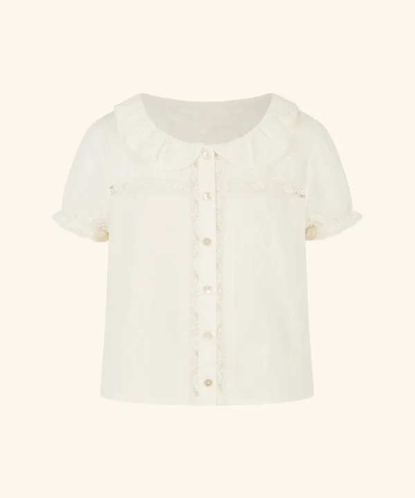 Belle Lace Ruffle Blouse (Cream)