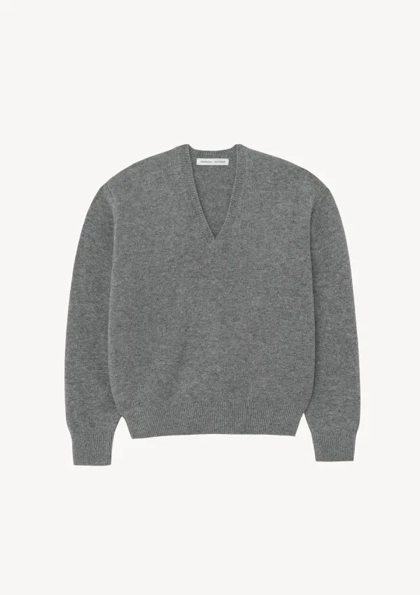 15 Deep V-Neck Knit in Gray