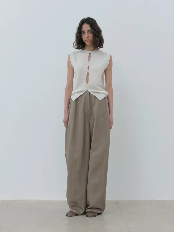 wide round pants (mud khaki)