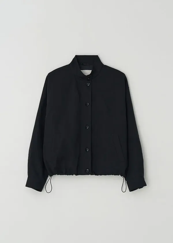 soft shirring blouson jacket-deep navy