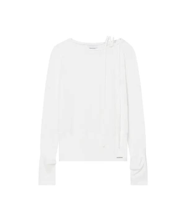 [레이 PICK] Boat Neck String long sleeve WHITE