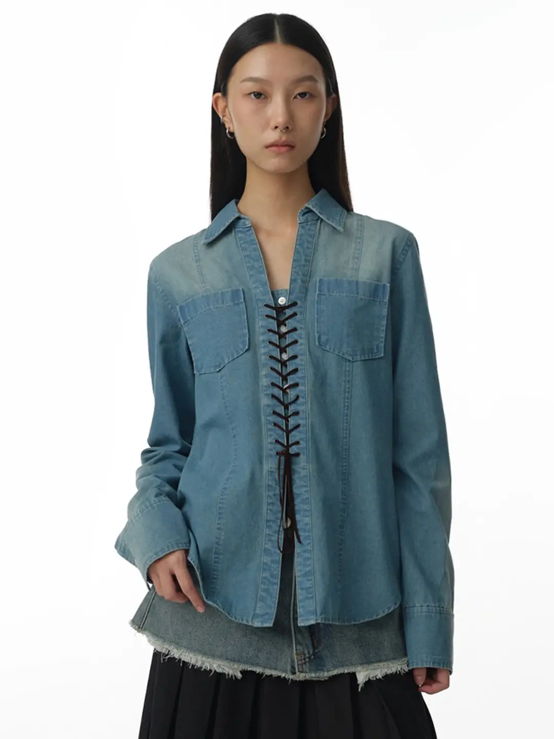 밀로 우먼 Corset Midi Shirts [Fade Blue] 상품 이미지 1