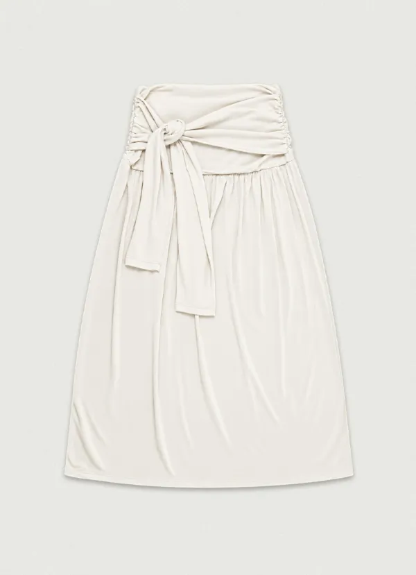 Knotted Shirring Skirt [cream]